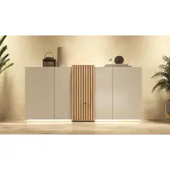 TU MESITA - Aparador Moderno 4 puertas 2 cajones interiores Rua color BlancoDuna