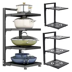 ELMEJORPRECIO - Estante Organizador Porta Ollas De 4 Niveles Regulables