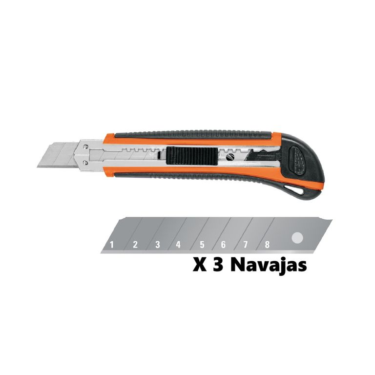 Cuchilla Cutter 18 mm Profesional Alma Metálica y Grip, Truper 16977