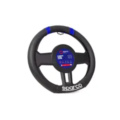 SPARCO - FUNDA DE TIMON DEPORTIVO CON DETALLE AZUL