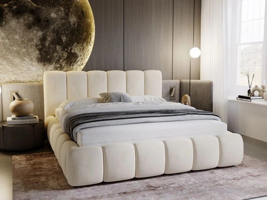 Cama Box Tarima Zafiro Crema King La Industria