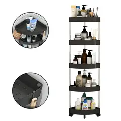 ELMEJORPRECIO - Organizador Esquinero Con Ruedas de 5 Niveles para Cocina, Baño Negro