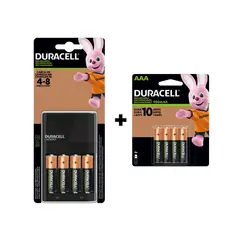 DURACELL - Kit Pilas Recargables 2500 mAh +Cargador + 4 pilas AAA