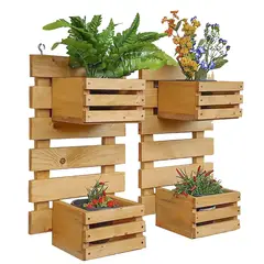 MOVENDA - Macetero Doble de Madera Carmin