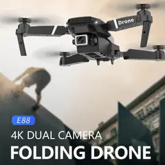 GENERICO - Dron Dual Cámara WiFi HD RC Modelo E88 4K ORIGINAL Video Plegable