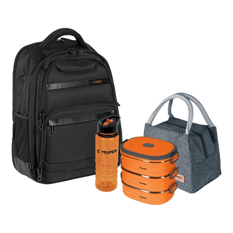 Mochila porta laptop+Lonchera térmica acero + tomatodo MegaCombo