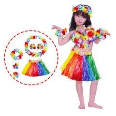 GENERICO - Falda Hawaiano Luau set 5 Productos Niña