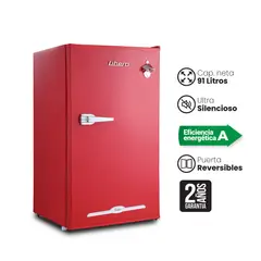 LIBERO - Frigobar Retro 91L -Con Destapador- Rojo- LFB-90R