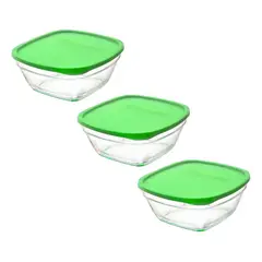 INSPIRA - Set de 3 Tapers de Vidrio Herméticos Cuadrados