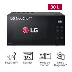 LG - Horno Microondas con Dorador 30 Litros Negro MH7032JAS (Nuevo)