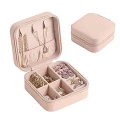 GENERICO - Mini Organizador de Joyas de Viaje Portátil con Cremallera Rosado