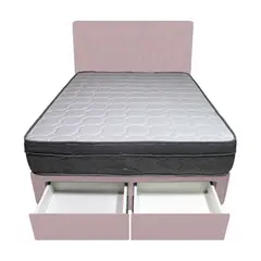 BARAKA HOME - Dormitorio Turin + 2 Cajones 1.5 Plz + Cabecera - Rosado