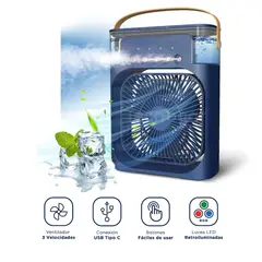 GENERICO - Ventilador Enfriador Humidificador 3 en 1 con Luz LED RGB Temporizador