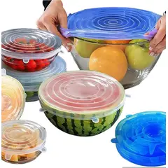 GENERICO - Pack: 12 unidades de Tapas Silicona Extensible Anti Escurrimiento