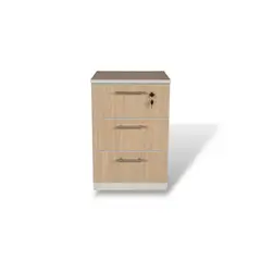 MUEBLES MACRUMO - Velador 3 Cajones + Cerradura. Color Arena