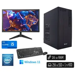 INTEL - COMPUTADORA PC Core i5 16GB 256GB SSD 1TB HDD Monitor LED Curvo 23.8