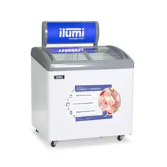 ILUMI - Congelador con tapa de vidrio de 160 litros