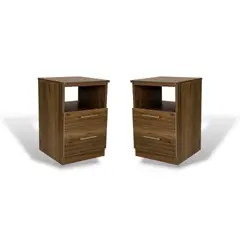 MUEBLES MACRUMO - Veladores de 2 Cajones Brixton (Set x2) - Armado