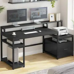 GENERICO - Escritorio Archivador Gamer Battle Negro Coricha Home