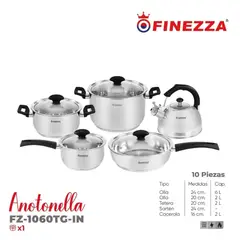 FINEZZA - Set Olla Acero Inoxidable 10 piezas FZ-1060TG-IN