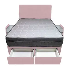 BARAKA HOME - Dormitorio Turin + 4 Cajones 1.5 Plz + Cabecera - Rosado