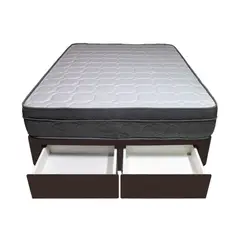 BARAKA HOME - Cama Turin + 2 Cajones 1.5 Plz + 1 Almohada - Chocolate