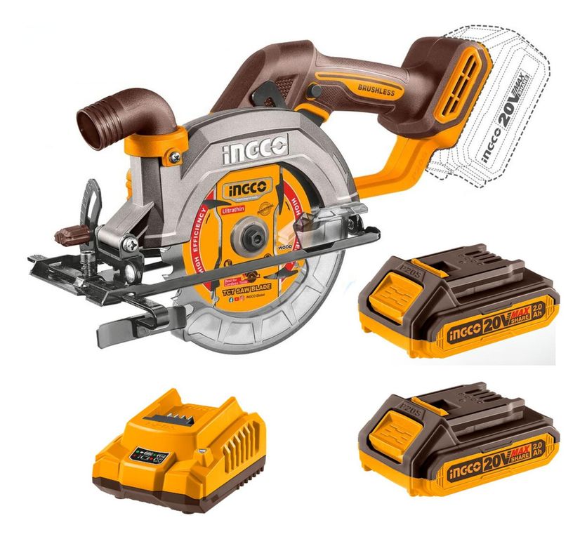 Sierra circular 20v 140 mm Brushless + 2 baterias y cargador