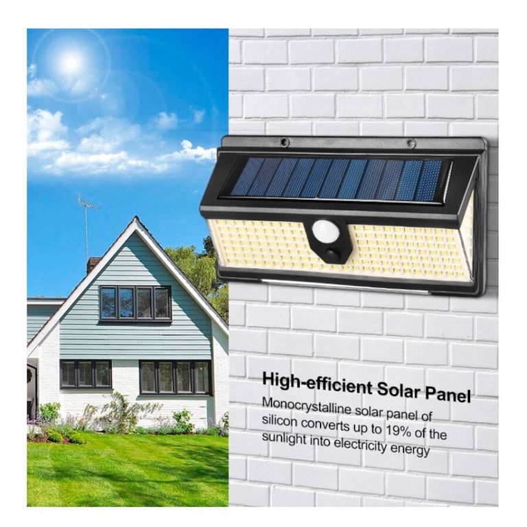 Lampara Foco Luz LED con Panel Solar con Sensor Movimiento Bateria Recargable