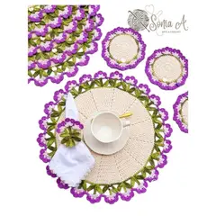 GENERICO - Sets de 12 Individuales para Platos y vasos a crochet