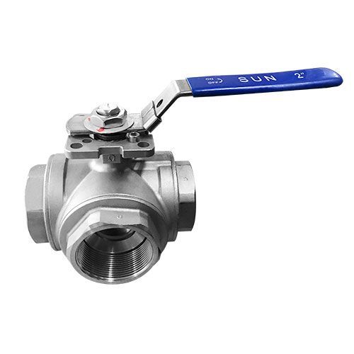 Valvula Esferica 3 Vias Ac. Inox 1.1/2 Paso L (1000 Wog) Sun - Gris