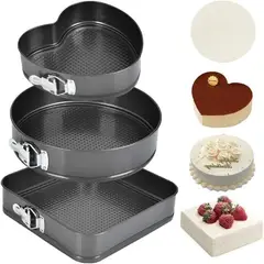 GENERICO - Set 3 Moldes con fondo extraíble para hornear antiadherente