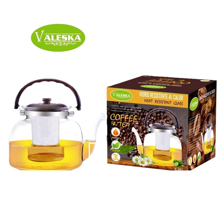 Tetera de vidrio resistente al calor 3 lts. VL-VIO3 Valeska