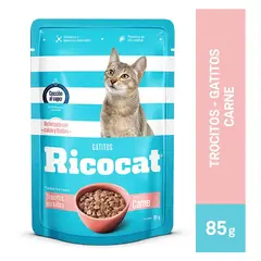 RICOCAT - POUCH TROCITOS CARNE PARA GATOS CACHORROS X 85 GR