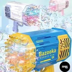 GENERICO - PISTOLA DE BURBUJAS BAZOOKA BUBBLE 69 AGUJEROS JUGUETE