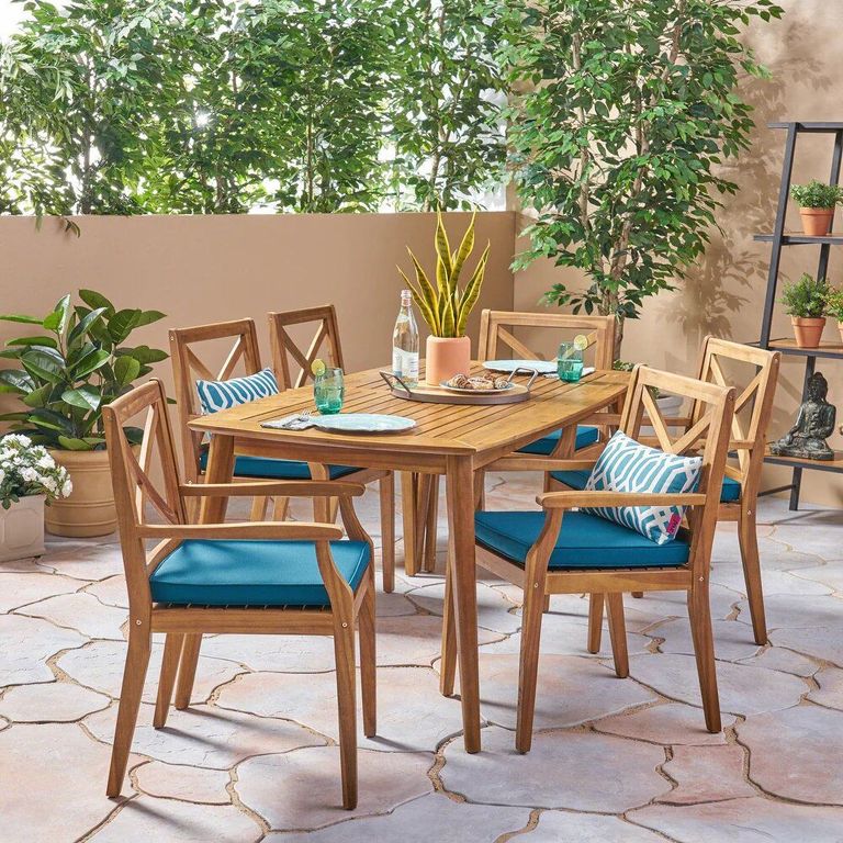 Juego de Comedor 6 Sillas Terraza Mirna Cobalto