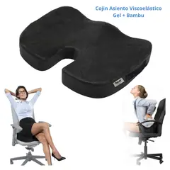 DAUER - Cojín Asiento Ergonómico Viscoelástico Carbón de Bambú +Gel