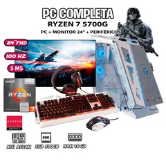 AMD - Computadora PC GAMER Ryzen 7 5700G RAM 16GB SSD 500GB MONITOR 24" Full HD