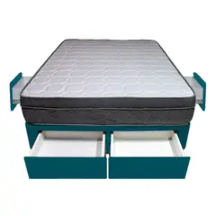 BARAKA HOME - Cama Turin + 4 Cajones 2 Plz + 2 almohadas - Cobalto
