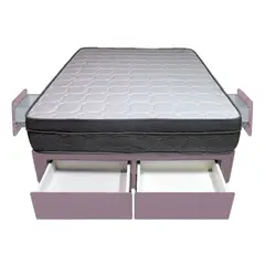 BARAKA HOME - Cama Turin + 4 Cajones 2 Plz + 2 almohadas - Lila