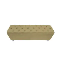 BARAKA HOME - Baúl Capitoneado Bunn 1.5 Plz - Beige Oscuro