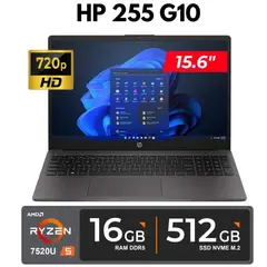 HP - HP 255 G10 RYZEN 5-7520U 16GB DDR5 512GB SSD 15.6 HD FREE DOS