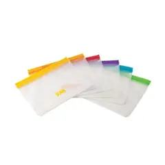 JOIE - Set De 6 Bolsas Reutilizables 1.375 Lts De Plastico Arcoiris -