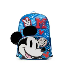 MICKEY MOUSE - Mochila escolar azul Mickey Mouse orejas 3D TAMAÑO OFICIO