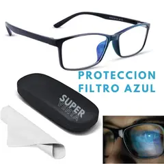 GENERICO - Lentes Negros con Protección Filtro Azul + Estuche y paño