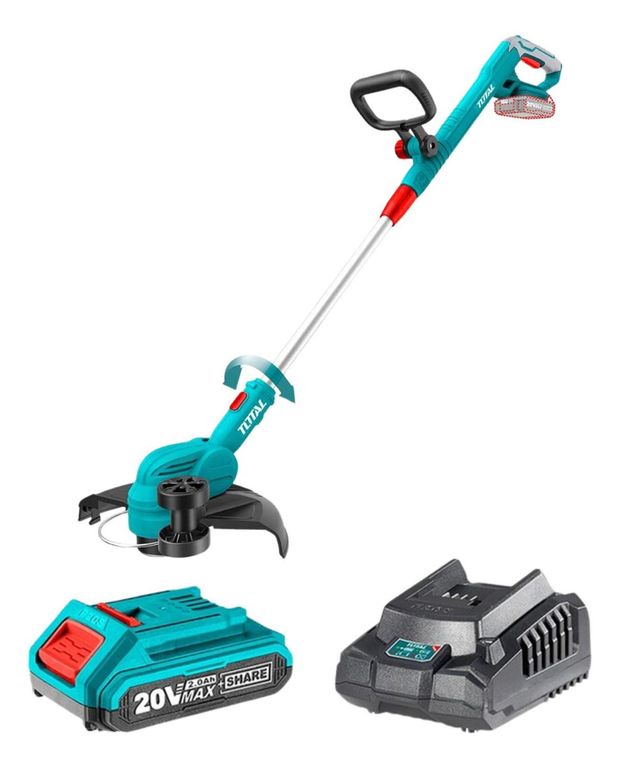 Cortador de gras 20v incluye cargador y bateria Total