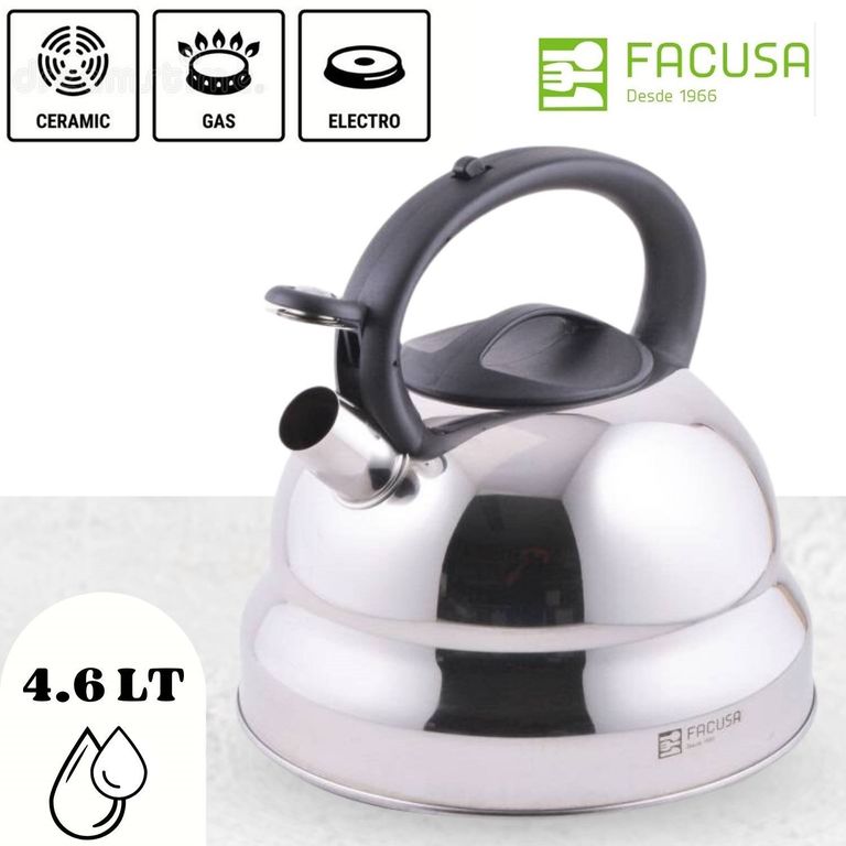 Tetera Acero Inoxidable Facusa de 4.6 litros con Silbador