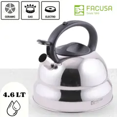 FACUSA - Tetera Acero Inoxidable de 4.6 litros con Silbador