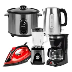 DAEWOO - Daewoo Hervidor  1.7L + Arrocera  2.8L  + Licuadora  + Plancha  + Cafetera