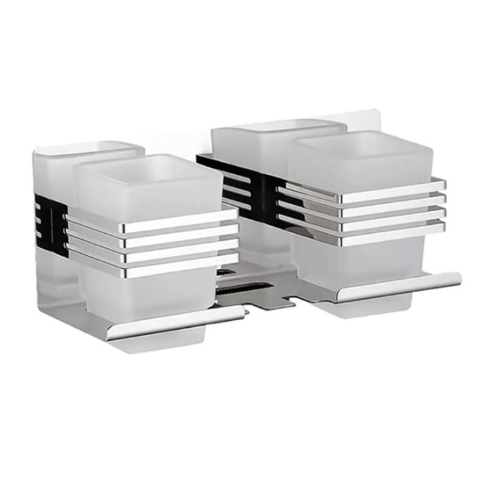 PORTA CEPILLO DOBLE VASO DE VIDRIO ADB6709