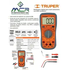 TRUPER - Multímetro digital PROFESIONAL automotriz con RMS
